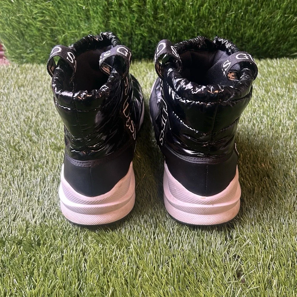 Guess Outmost2-T Womens Black‎ Quilted Puffer Ankle Boots Size 7 Toggle Logo